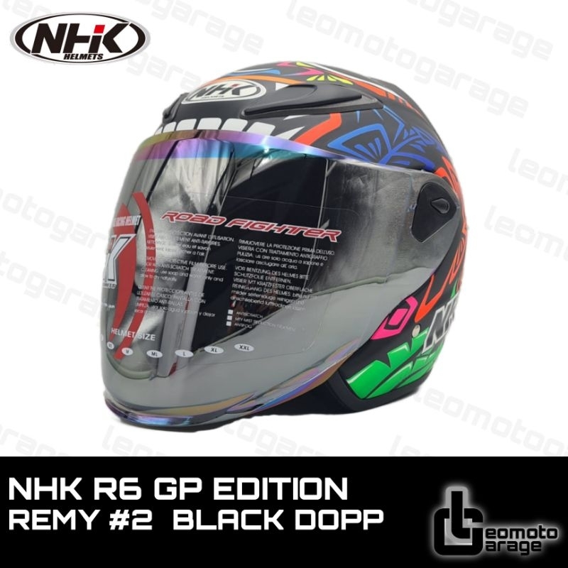 Jual HELM NHK R6 GP EDITION REMY 2 HELM HALF FACE BLACK DOPP | Shopee ...