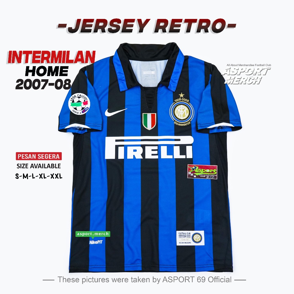 Jual JERSEY BOLA RETRO INTER HOME 2007 2008 CENTENARY JERSEY INTER ...