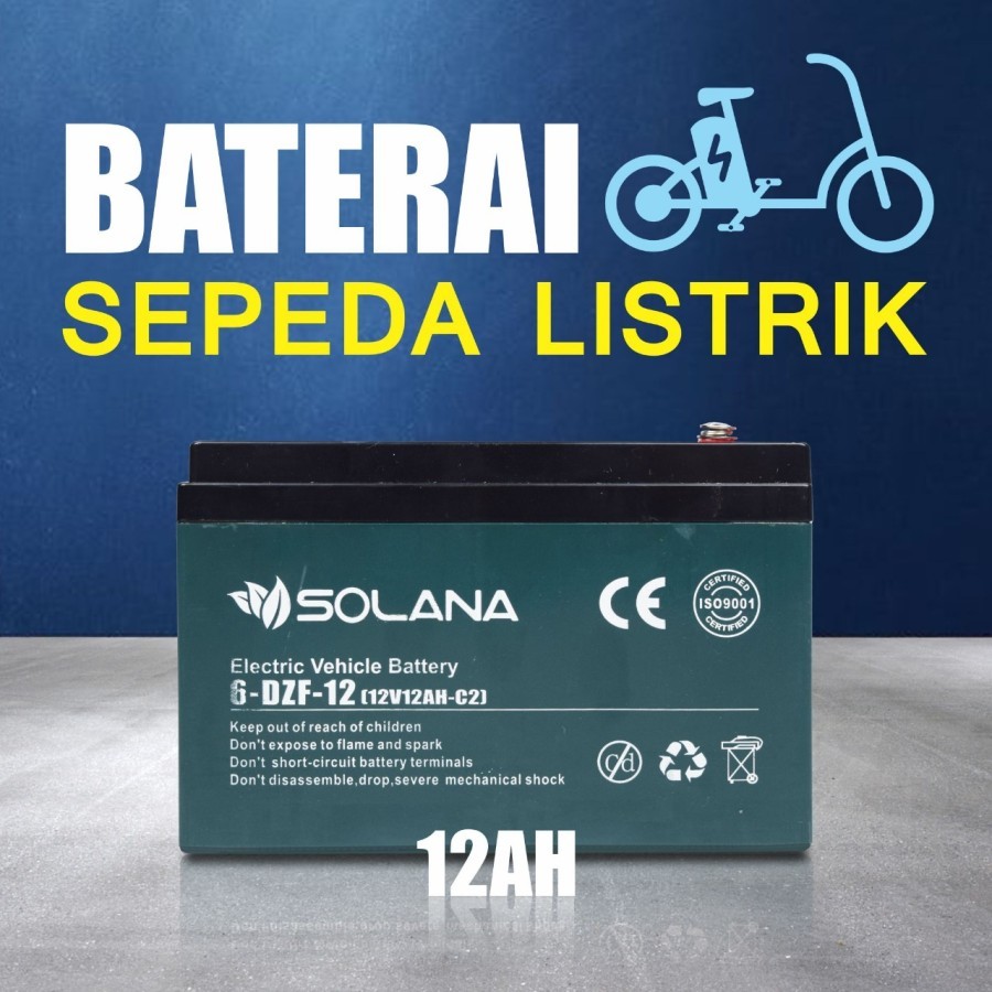 BATTERY SELIS 12V 12AH SOLANA PREMIUM 6DZF12 ELECTRIC VEHICLE BATTERY ORIGINAL  BERGARANSI