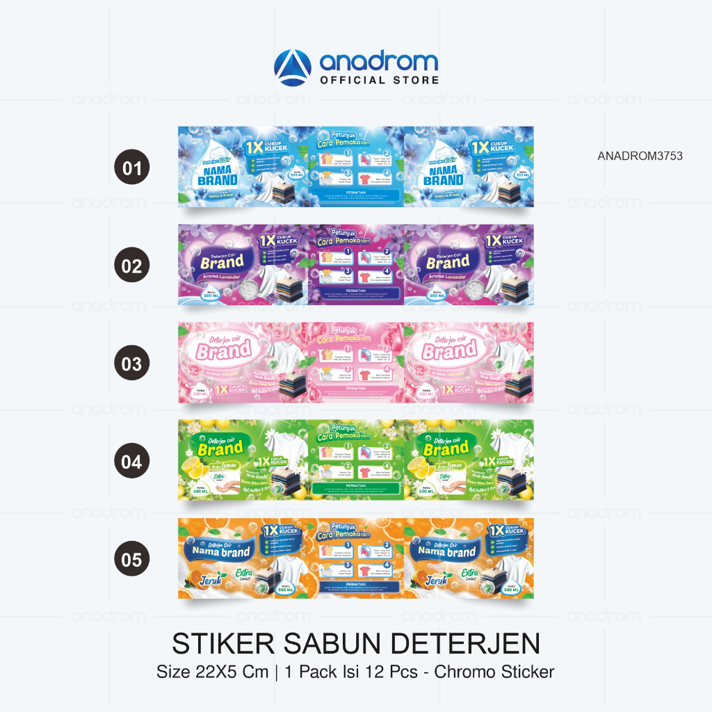 Jual [12 pcs] Stiker Kemasan Botol Sabun Deterjen Persegi Panjang ...