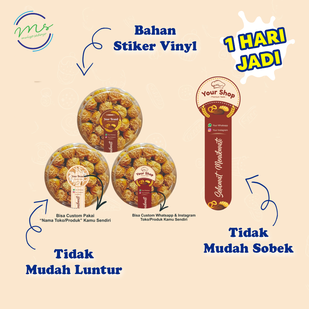 Jual Cetak Stiker Label Segel Botol Custom | Sticker Segel Toples Kue ...