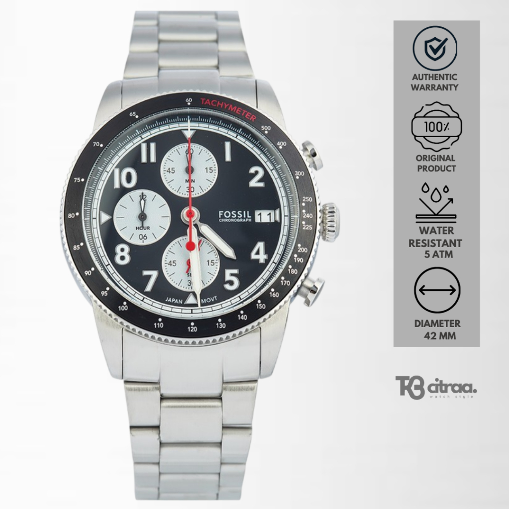 Jual Jam Tangan Pria Fossil Sport Tourer Men Chronograph Panda Black ...