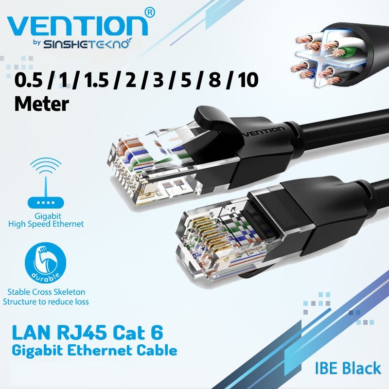Jual Vention Kabel LAN Cat6 - UTP Gigabit Ethernet Cable RJ45 - 0.5/1/1 ...