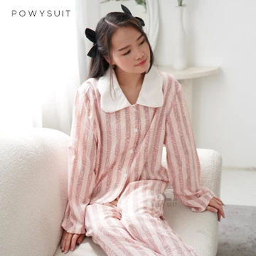 YX64 Rabbit Piyama Powysuit Satin Sutra Wanita Setelan Lengan Panjang Celana Panjang Lembut