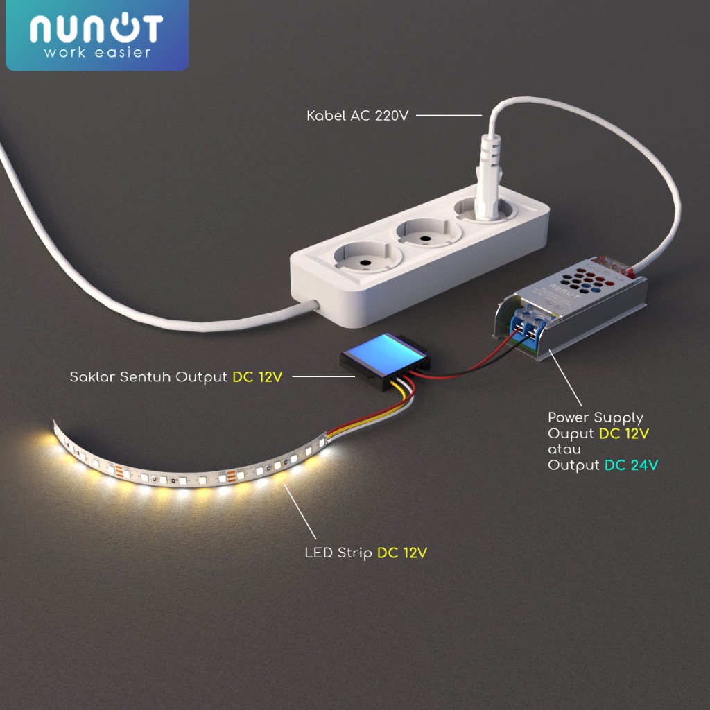 Jual Saklar Sensor Sentuh DC 12V 5A 60W Untuk Lampu LED Cermin Kamar ...
