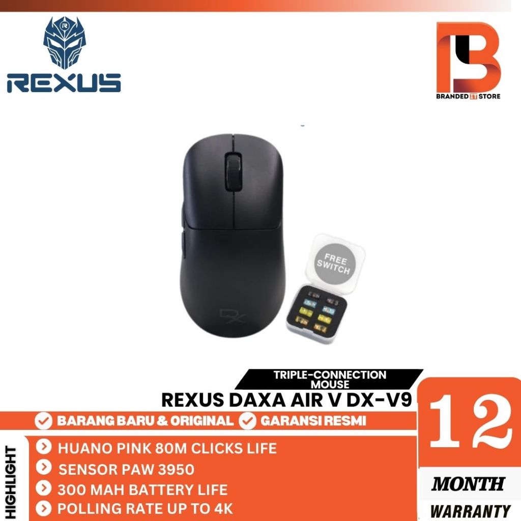 Jual REXUS DAXA AIR V DX-V9 TRIPLE-CONNECTION WIRELESS Gaming Mouse ...