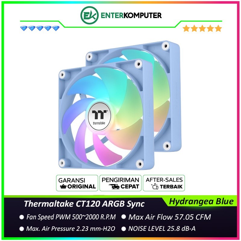 Jual Thermaltake CT120 ARGB Sync Hydrangea Blue PC Cooling Fan (2-Fan ...