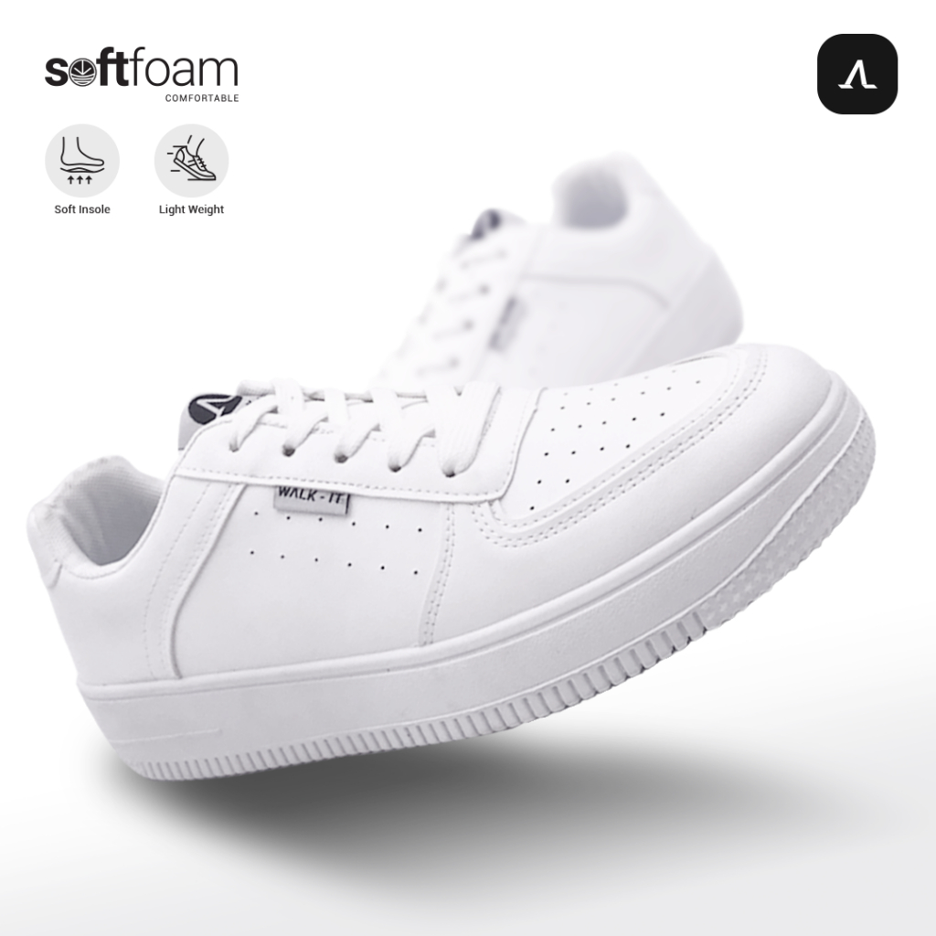 Walk It Sepatu Sneakers Pria Putih 39 44 untuk Kuliah Kerja EXC02