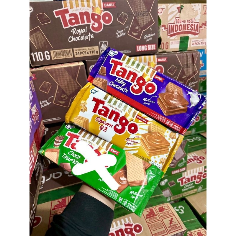 Jual Tango Wafer Varian rasa popcorn 110 gram Kartonan atau 1 Dus ...