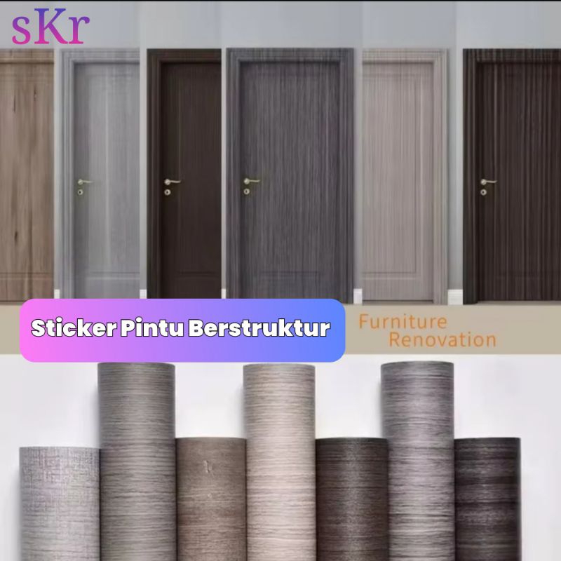 Jual Sticker Pintu Wallpaper Furniture Bertekstur Motif Serat Kayu Anti ...