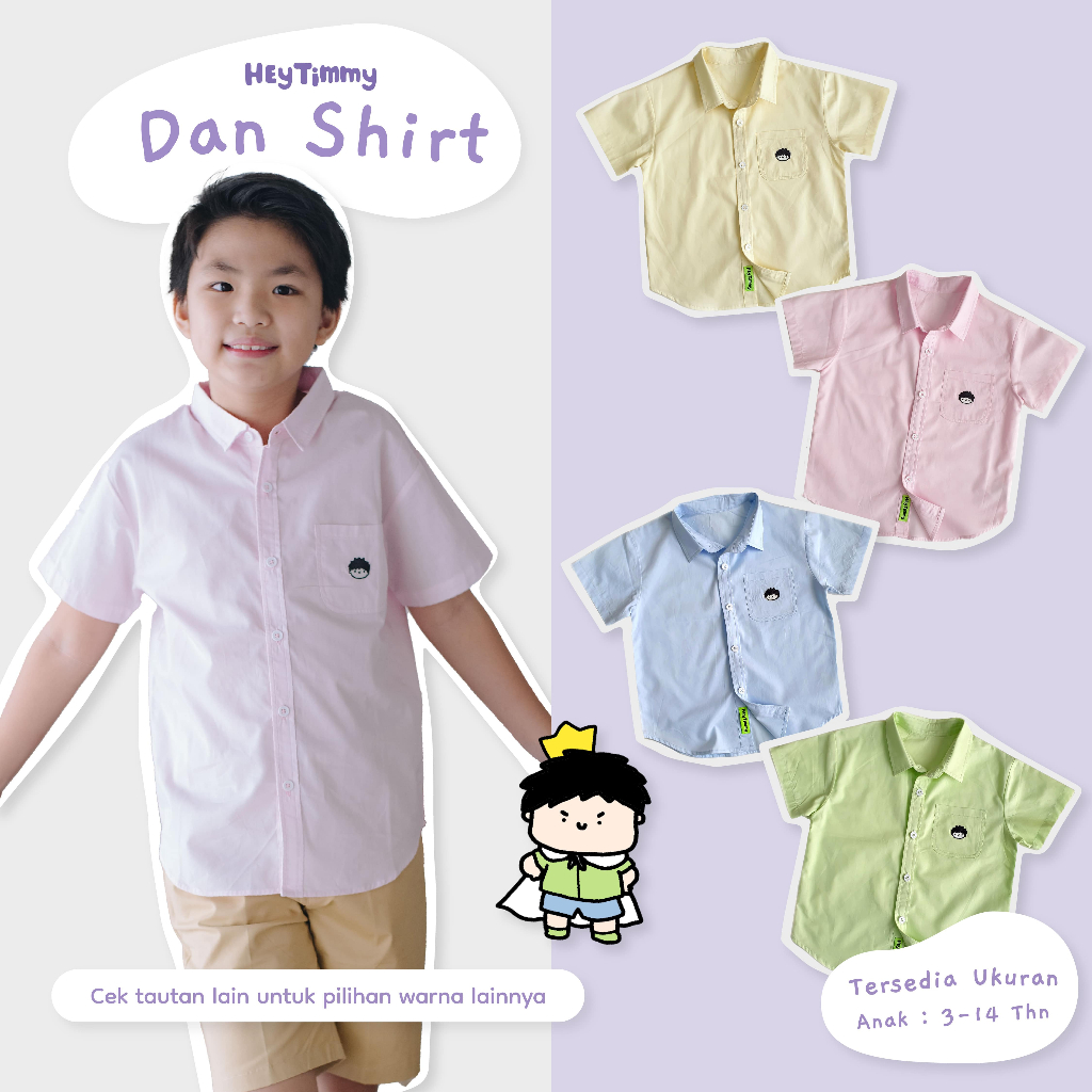Little M Kerah Dino Outline Kemeja Lengan Pendek Anak Laki-laki main image 1