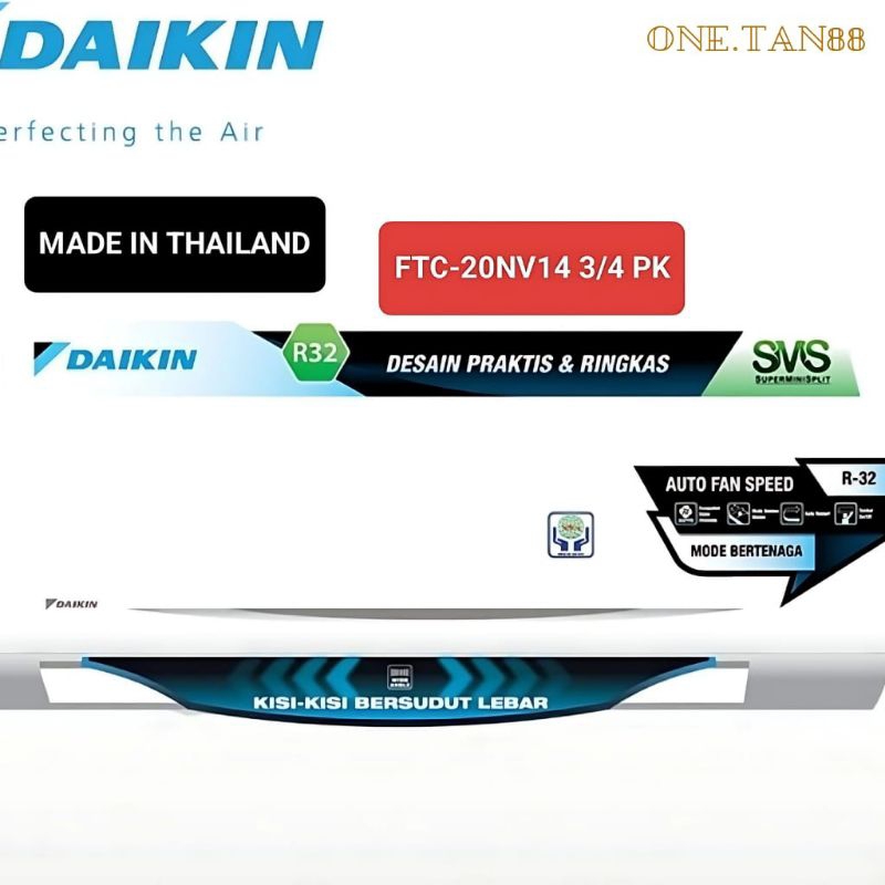 Jual AC DAIKIN FTC 20NV14 3/4 PK FREON R32 MADE IN THAILAND + PLUS ...