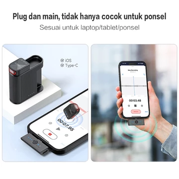 Topspot H01 Microphone Wireless Dual Mikrofon Clip On Mic Hp Dan Charging Case Mikrofon