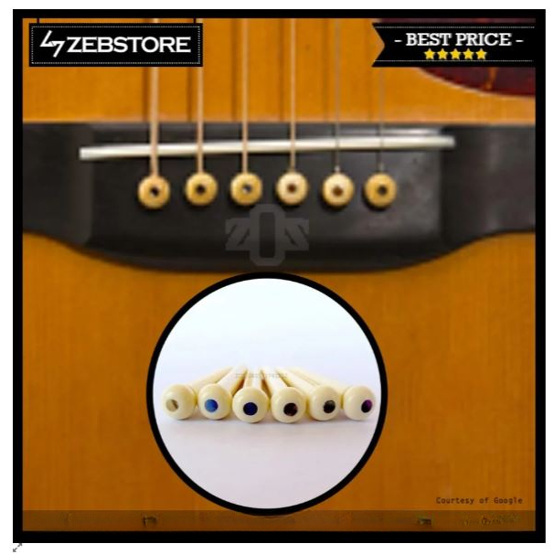 Jual Paku Gitar Pin Bridge Akustik Acoustic Ivory Celluloid 6Pcs ...
