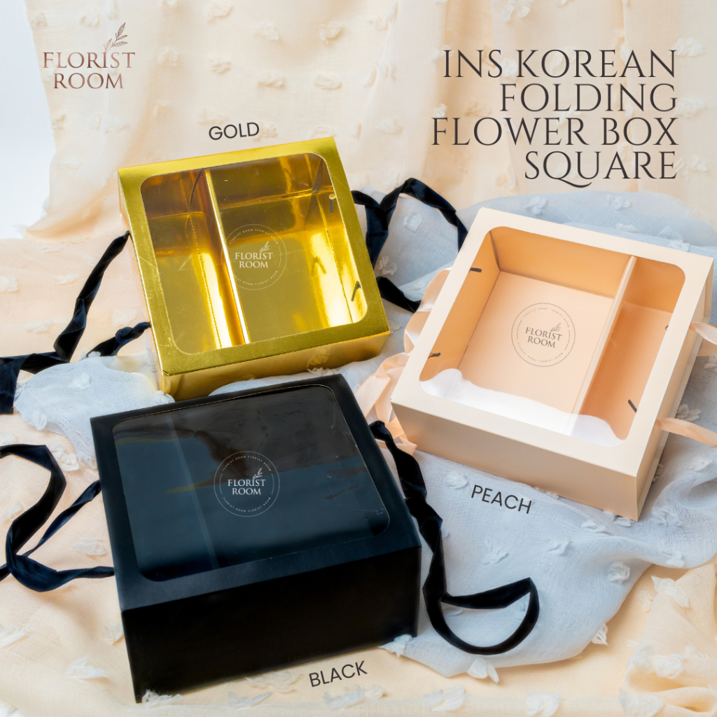 Jual Ins Korean Folding Square Flower Box - Box Bunga - Box kado ...