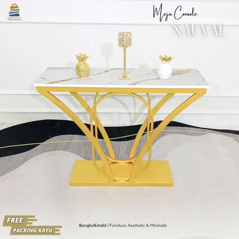 Meja Console Aesthetic Meja Hias Minimalis - MEJA NAUVAL - Foyer Plat Besi Holo Cat Duco