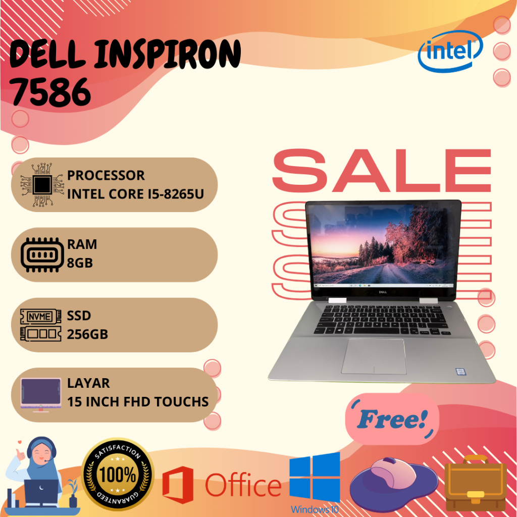 Jual DELL Inspiron 7586 Intel Core i5-8Gen FHD Touchs Win 10 Bergaransi ...