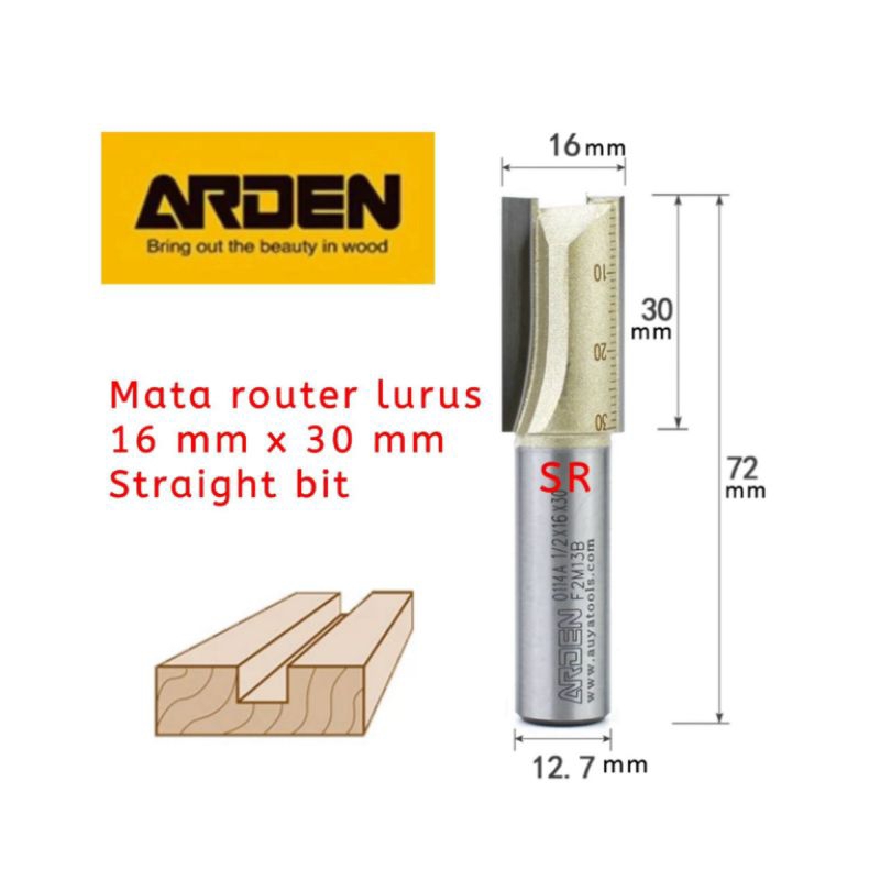Jual Mata Router/ Profil Lurus 16mm × 30mm As 1/2 Straight Bits Merk ...