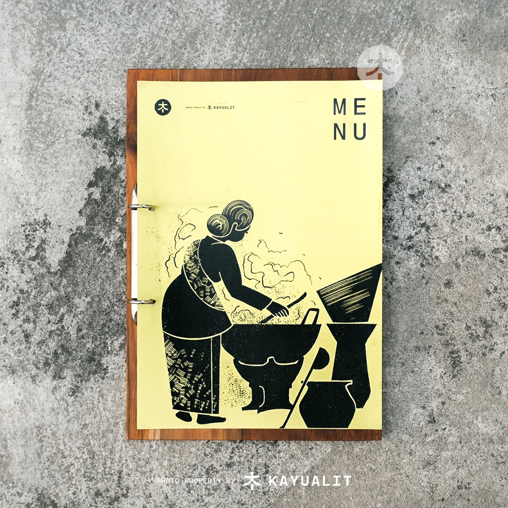 Jual Cover buku menu kayu jati perhutani / Menu Board / Wooden Book ...