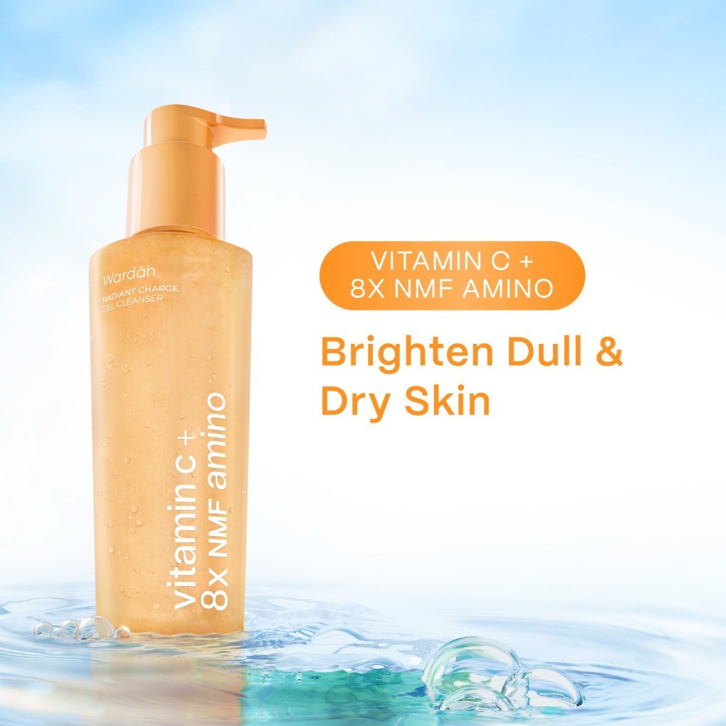 NEW! Wardah Amino Gel Cleanser Vitamin C + 8X NMF Amino 120 mL - Sabun Cuci Muka Low pH untuk Kulit Kusam Dry Kering Senstive - Face Wash Membersihkan Mencerahkan Melembapkan Kulit - Aman untuk Kulit Sensitive