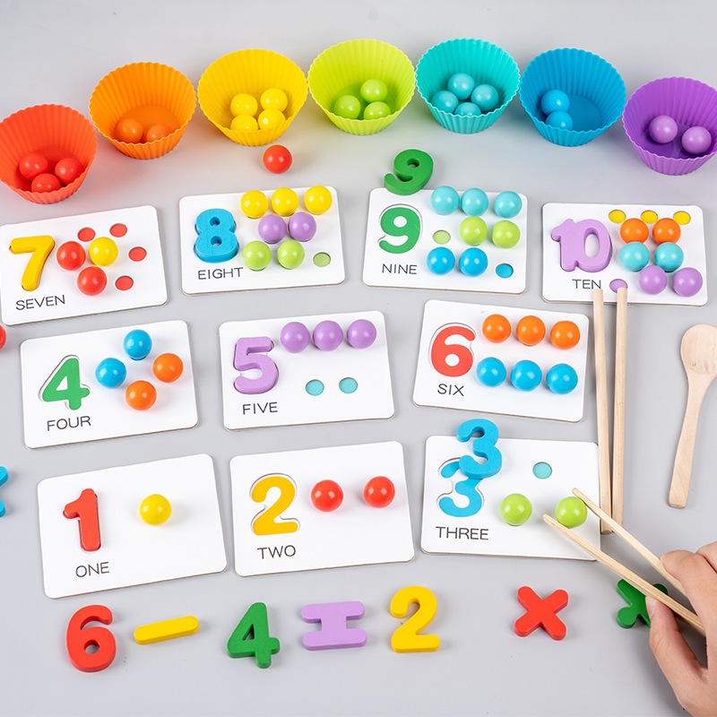 Jual ZCTOY Mainan Anak Klip Kayu Manik Mainan Matematika Warna Pelangi ...