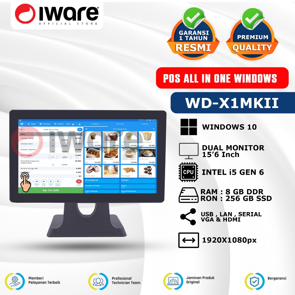 Jual Iware PC Pos All In One WD-X1MKII Mesin Kasir Windows Intel i5 Gen ...