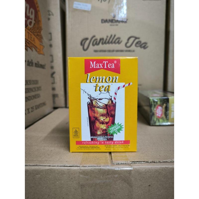 Jual MaxTea Lemon Drink Tea Box 5 Sachet @25g | Shopee Indonesia
