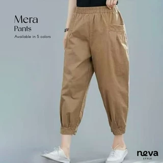 Neva Style - Celana Jumbo Baggy Wanita Mera Pants Bahan Katun Twill Stretch Premium Pinggang Karet