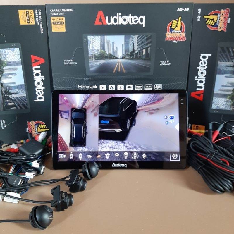 Jual PAKET HEAD UNIT ANDROID + 360 CAMERA ANDROID 9 INCH AUDIOTEQ RAM 6 ...