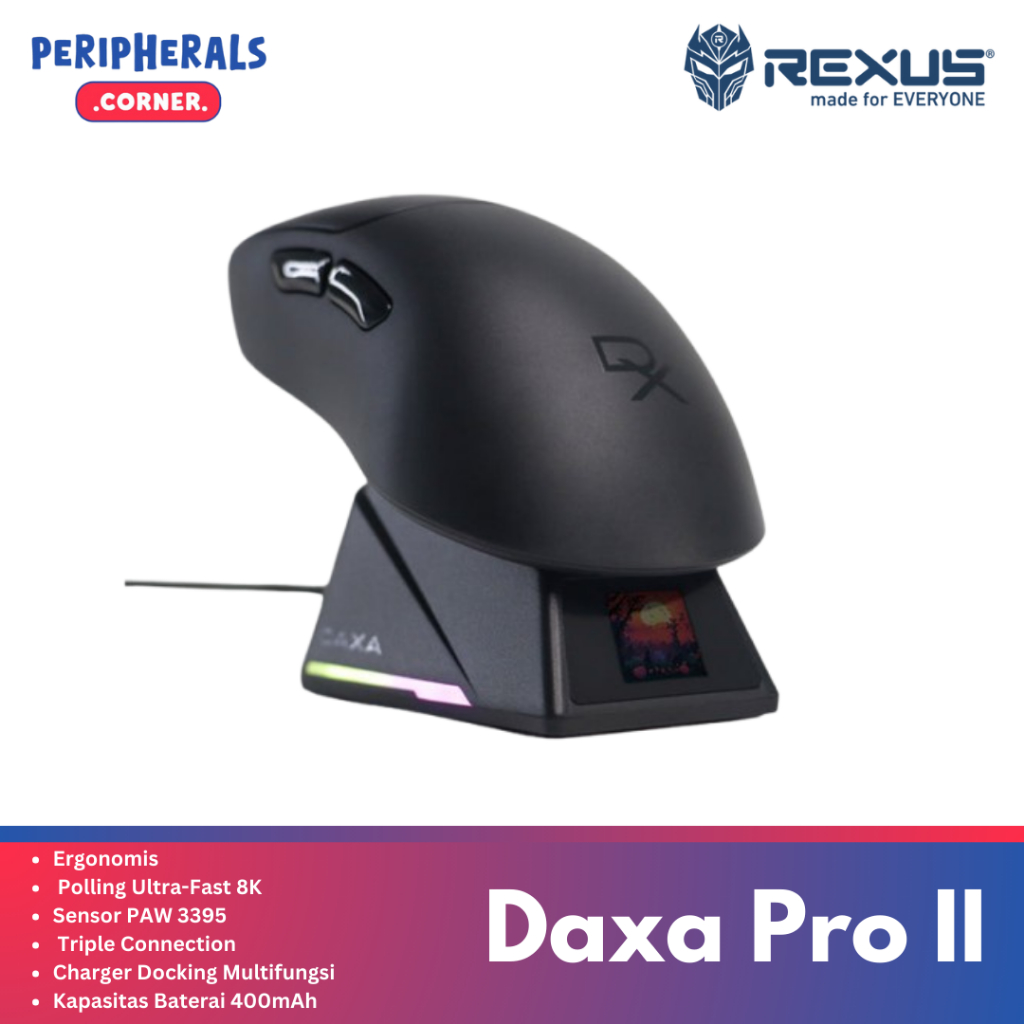 Jual Rexus Mouse Gaming Ergonomic Daxa Pro Wireless II / DX-PW2 - 8K ...