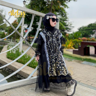 AKFAS - Sett Outer dan Rok Tutu Gamis Anak Perempuan Mewah Brokat Elegan – Dress Pesta Muslim Anak Akfas Usia 1-13 Tahun