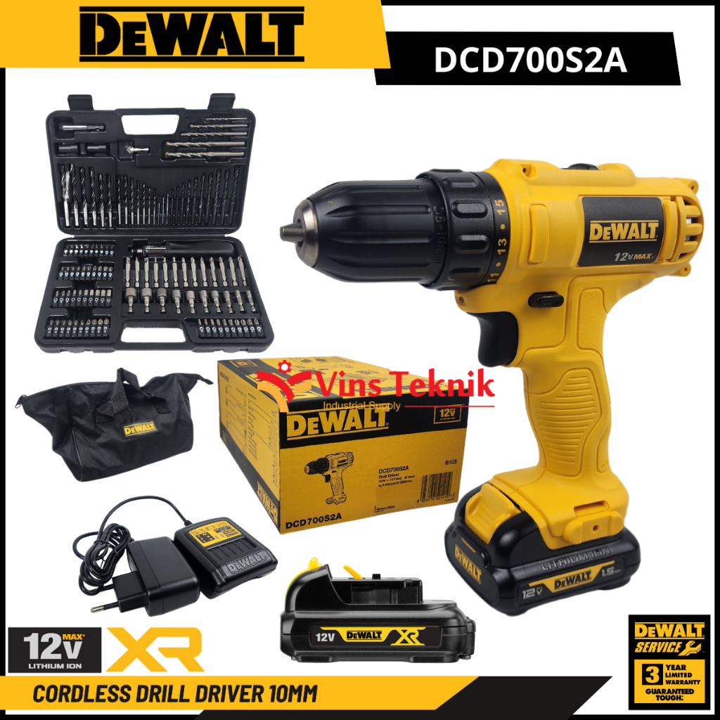 Jual DEWALT DCD700S2A Mesin Bor Besi Kayu Baterai Cordless Drill Driver ...