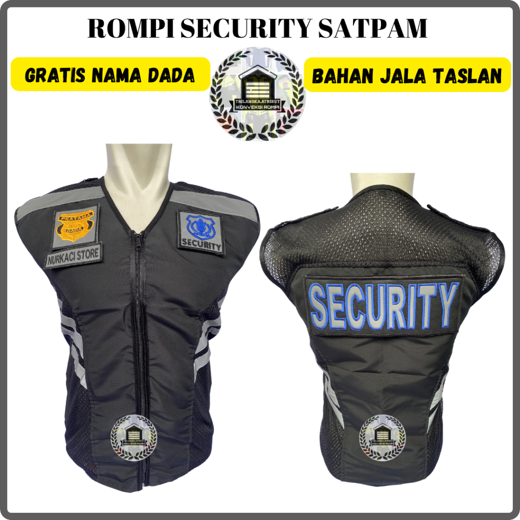 Jual Gratis Nama Dada - Rompi Security Model Terbaru Hitam - Rompi ...