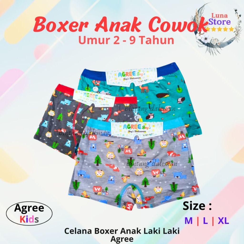 Jual 4 PCS CD AGREE BOXER KATUN ANAK COWOK KIDS/CELANA BOXER ANAK LAKI ...