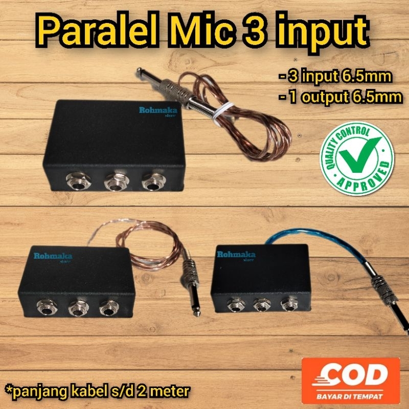 Jual PARAREL MIC 3 INPUT / PENAMBAH MIC KABEL 1 / 2 meter / Converter ...
