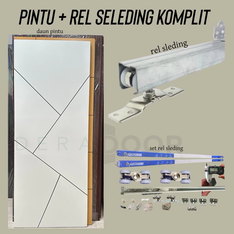 READY PINTU PLUS SET REL SLEDING LENGKAP / PINTU DAN REL SLEDIBG / PINTU SLEDING / PINTU GESER - foto 1