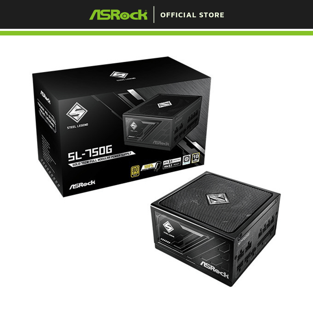 Alimentatore ASROCK Challenger CL-750G 750W – 80 Plus Gold, ATX3.1, PCIe 5.1, Cavi Flat, Garanzia 5 Anni