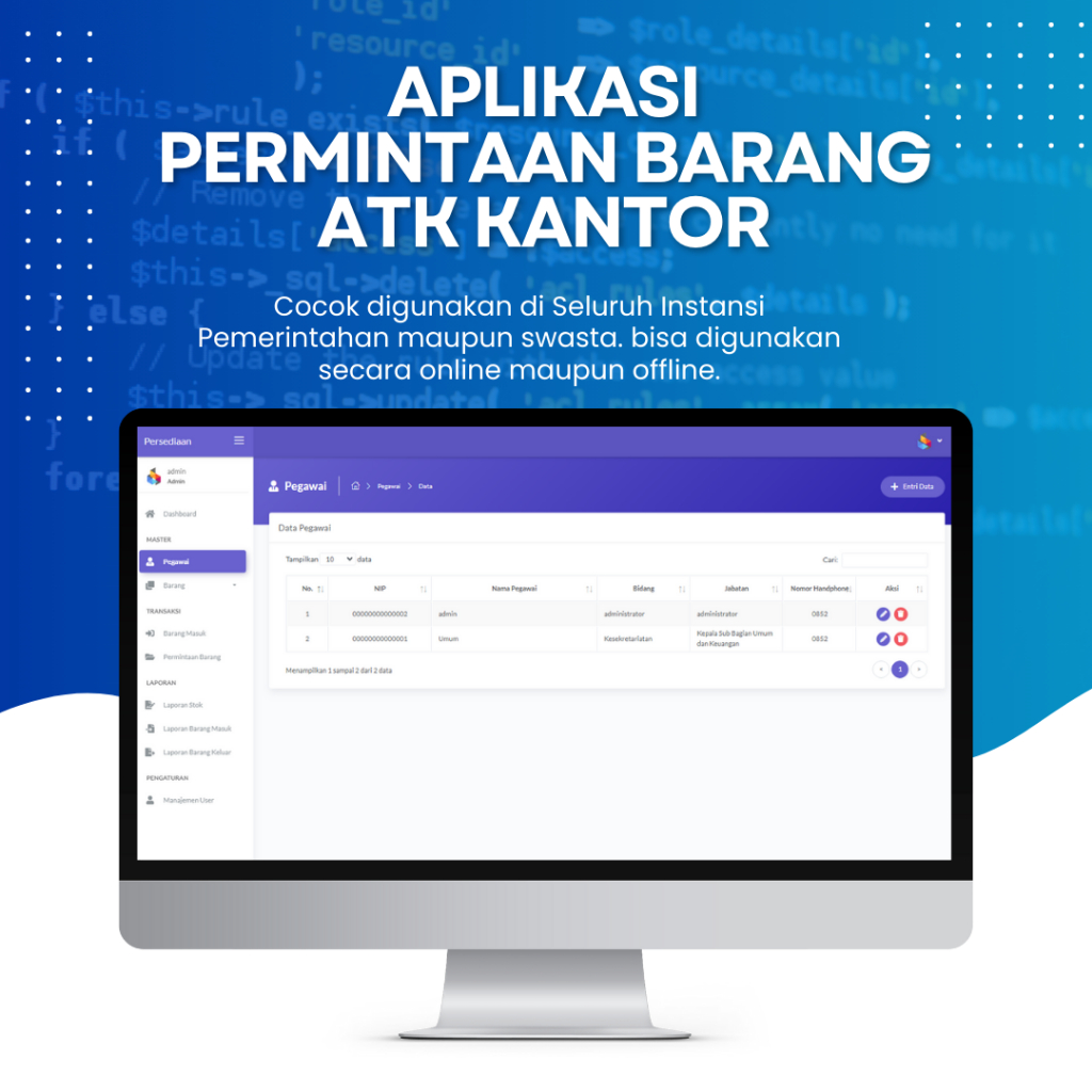 Jual Aplikasi Permintaan Barang Alat Tulis Kantor Lengkap dengan Stok ...