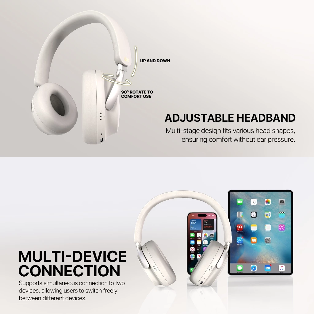 Fantech GO Headphone ANC Wireless Bluetooth 5.3 with Noise-Cancellation Headset GO FLOW WH07A