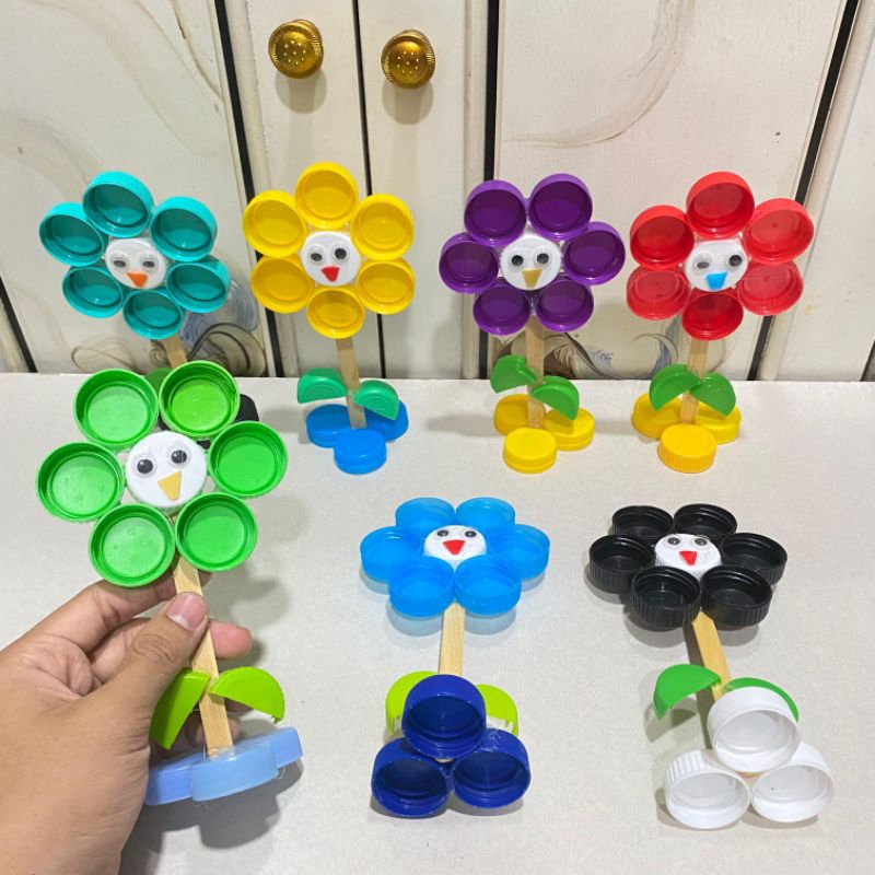 Hiasan bunga boneka dari tutup botol harga satuan