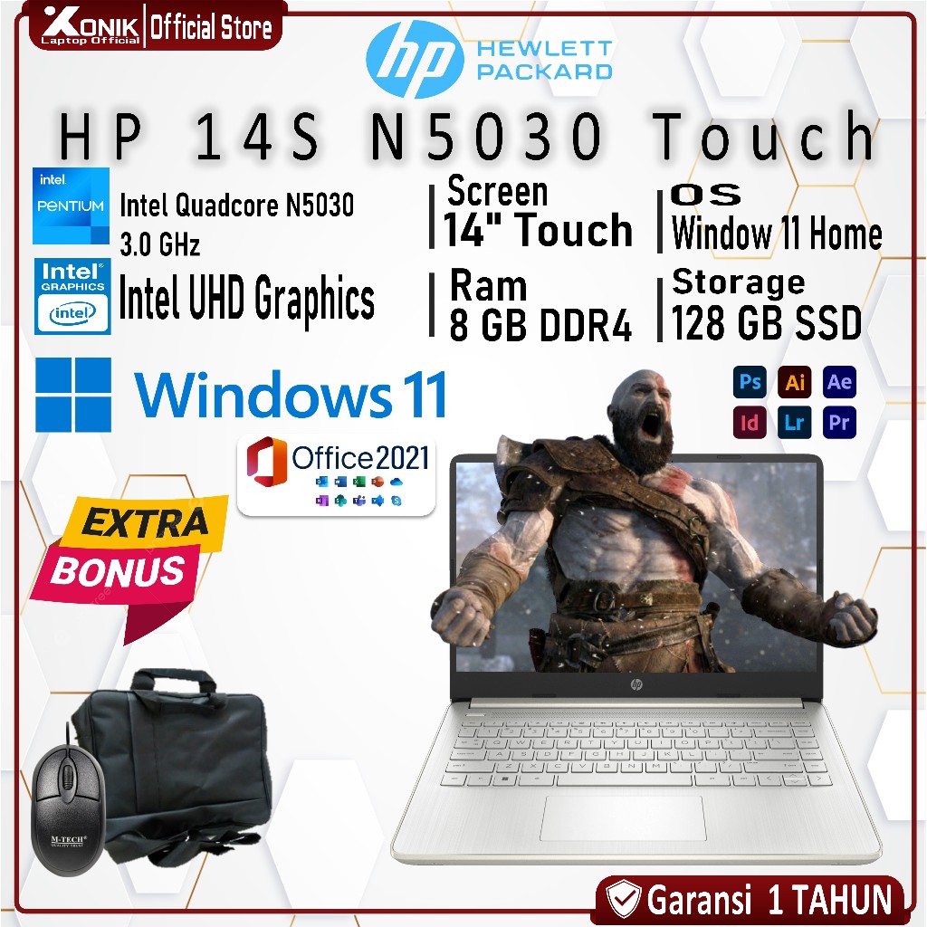 Jual Laptop Touchscreen HP 14 Intel Pentium Quadcore N5030 8GB 512GB 14 ...