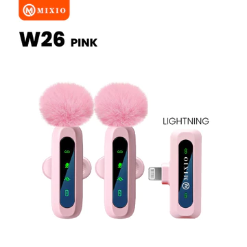 MIXIO W25 W26 Wireless Microphone Mic Wireless Clip On Microphone Mikrofon Lavalier HP Plug Play