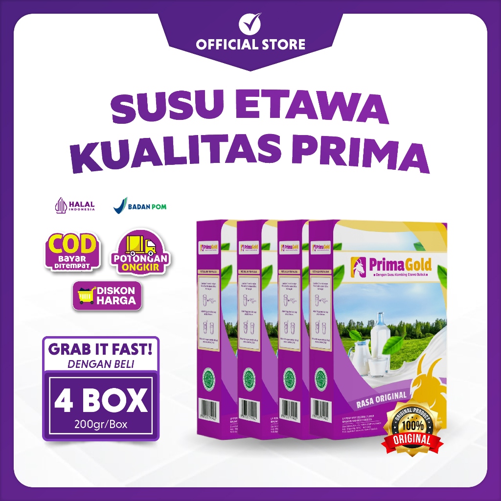 Jual [PRIMA GOLD] 4 box SUSU ETAWA 100% ASLI | Shopee Indonesia