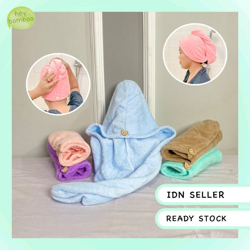 Jual hair towels - pastel colours hair wrap cap thick & thin handuk ...