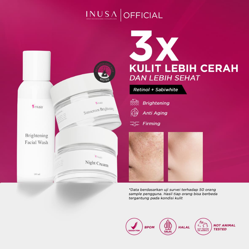 Jual Inusa Premium Brightening For Oily Skin Paket Basic | Shopee Indonesia