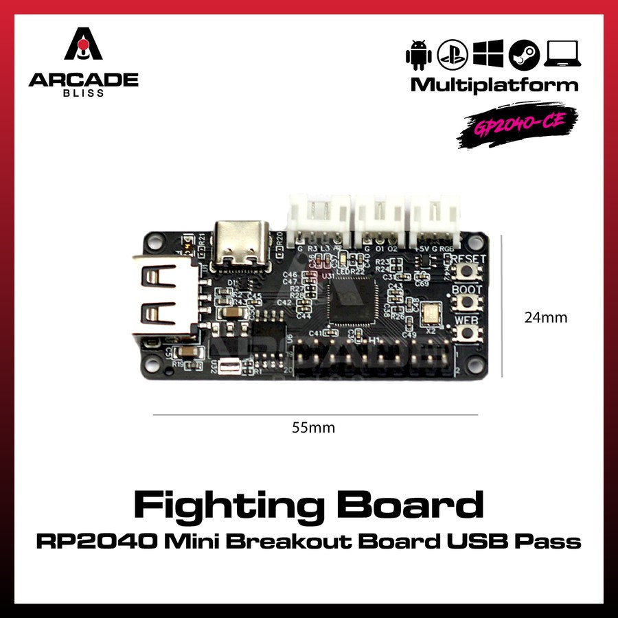 Jual GP2040-CE RP2040 Mini Breakout Board USB Passthrough Fighting ...