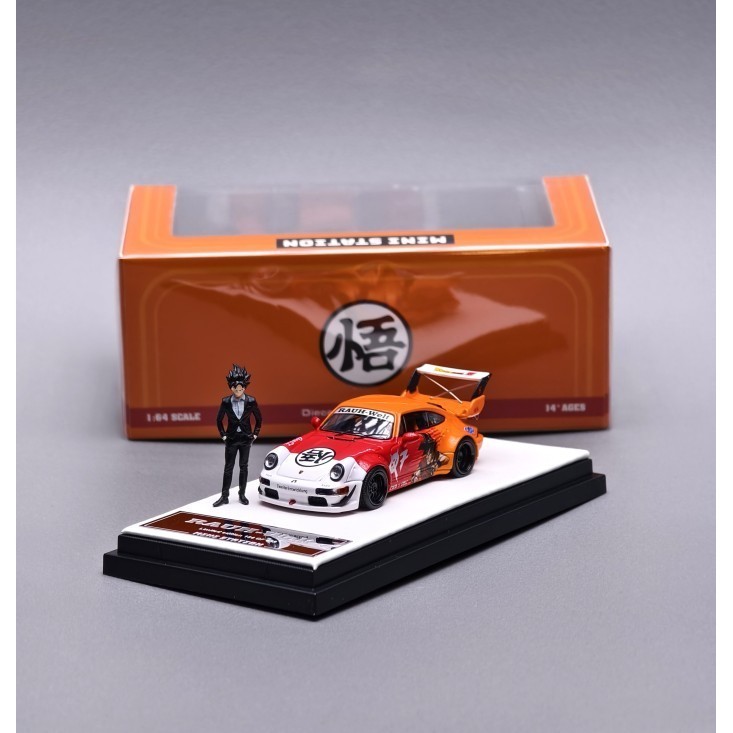 Mini Station 1/64 Porsche RWB 964 In Livrea Dragon Ball Z - Modello Da Collezione