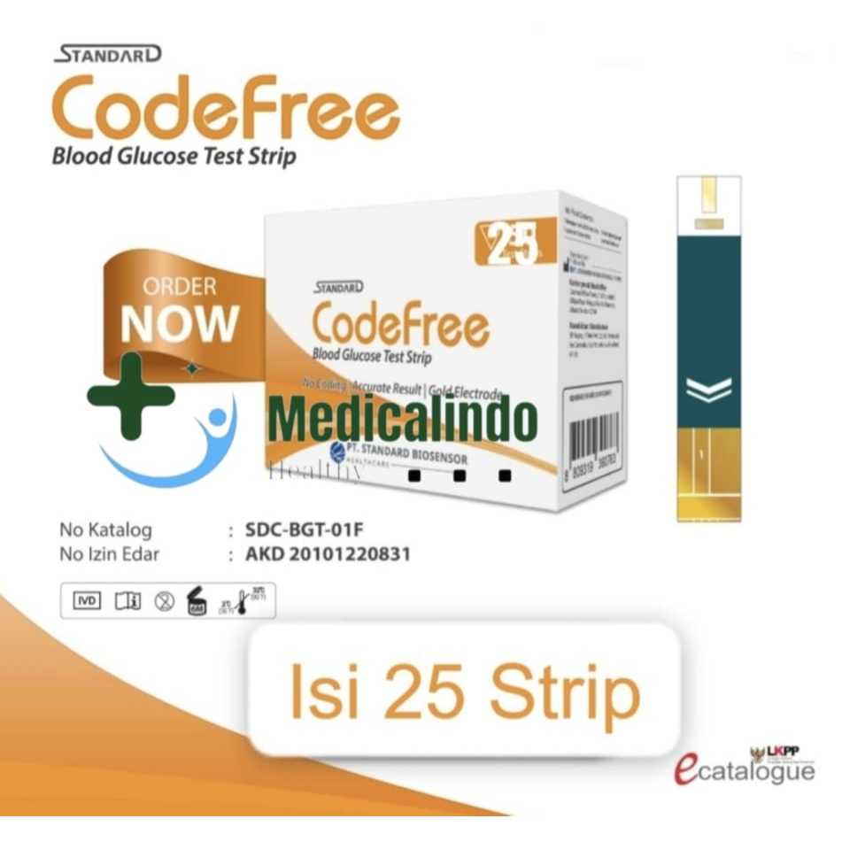 Jual SD BIOSENSOR CODEFREE BLOOD GLUCODE TEST STRIP GULA DARAH CODE ...