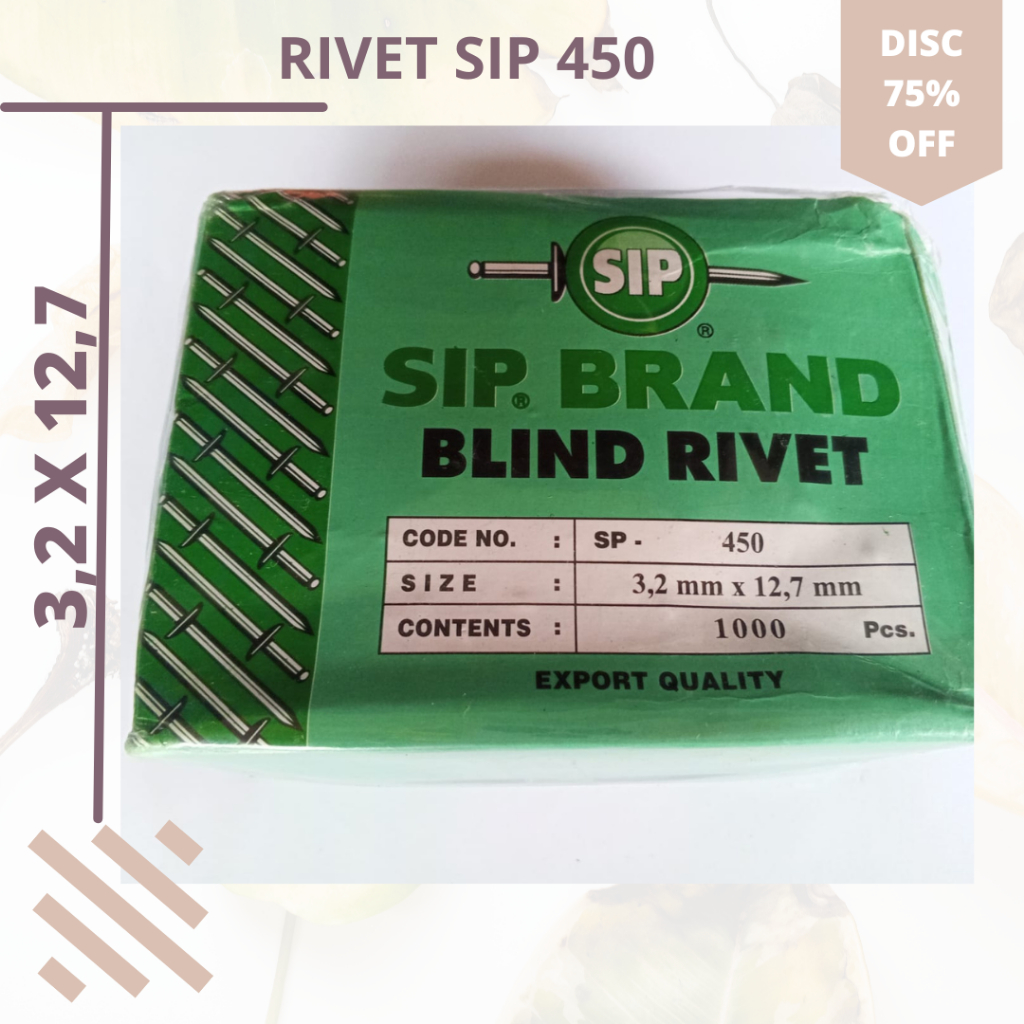 Jual Paku Rivet 3,2 X 12,7 Mm SIP 450 Isi 1000 / Blind Rifet Ripet ...