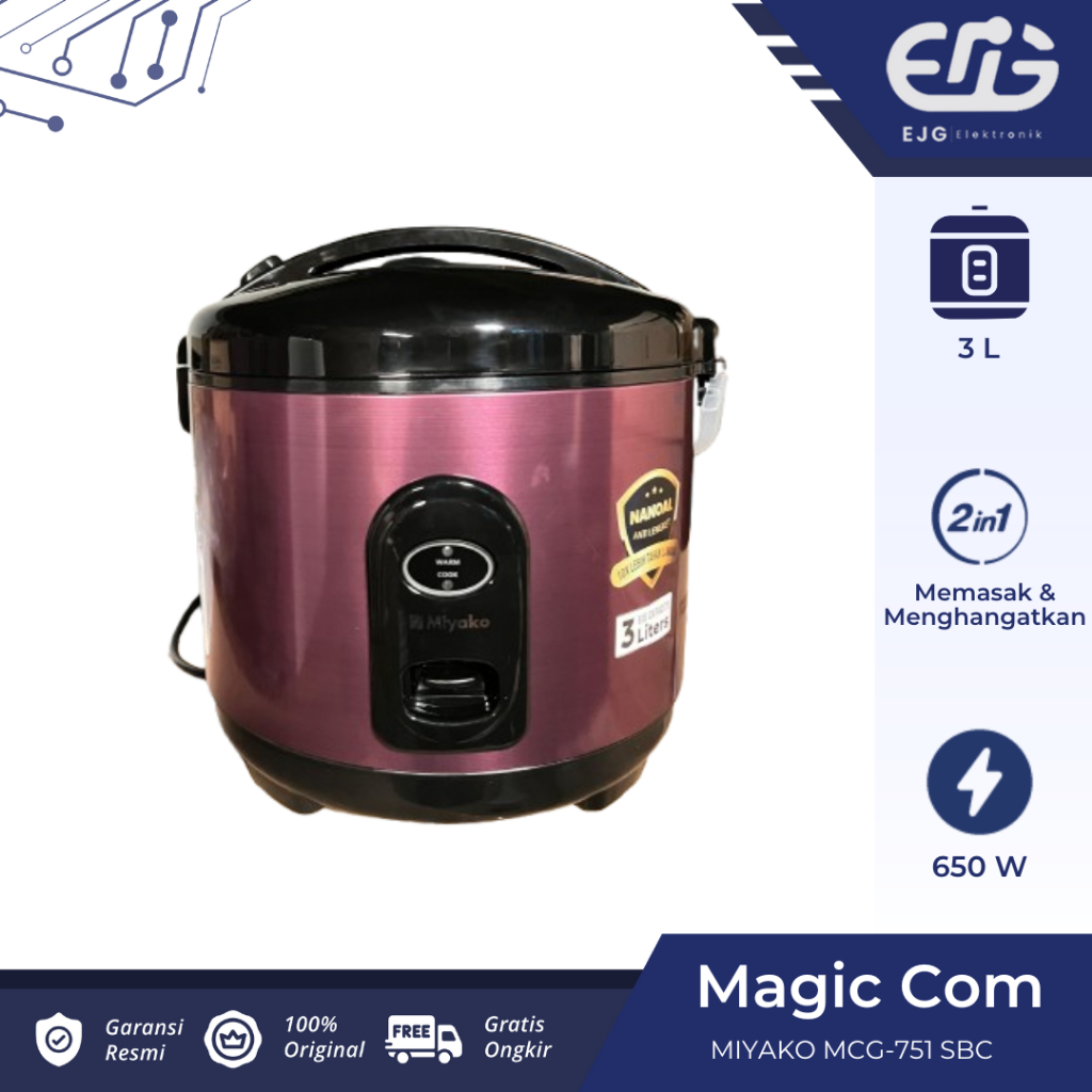 Jual Miyako Magic Com MCG 751 SBC 3 Liter Rice Cooker 2in1 MCG751SBC ...